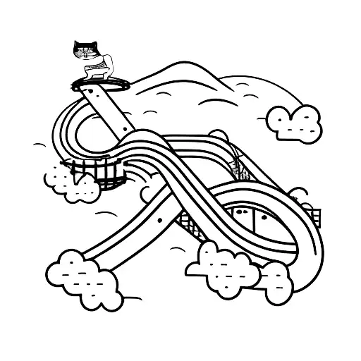 Roller Coaster Loop With A Cat Riding It