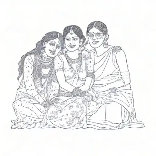 Three Indian Women Posing For A Picture