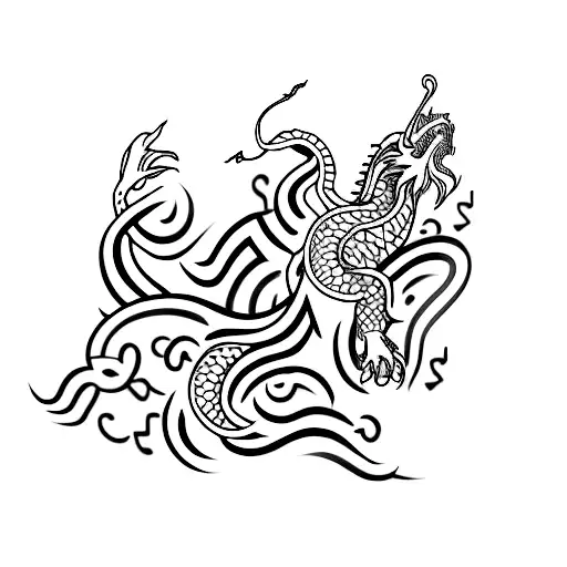 A Minimalist Tattoo Of Musical Notes Forming The Shape Of A Dragon