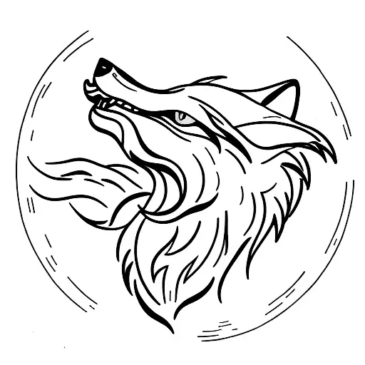 A Wolf Howling At A Basketball-shaped Moon
