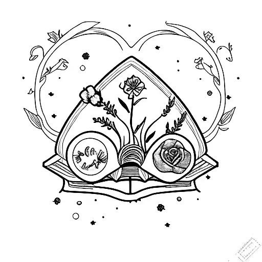 A Magical Harry Potter Themed Bookshelf Filled With Flowers And Surrounded By Nature