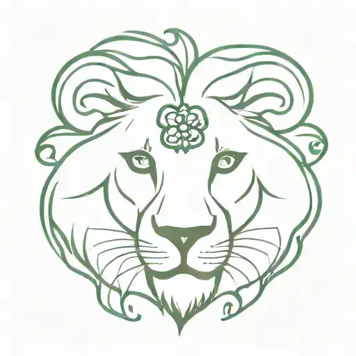 Lion Face With Shamrock Simple