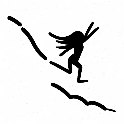 Girl At The End Of A Line Jumping To The Water