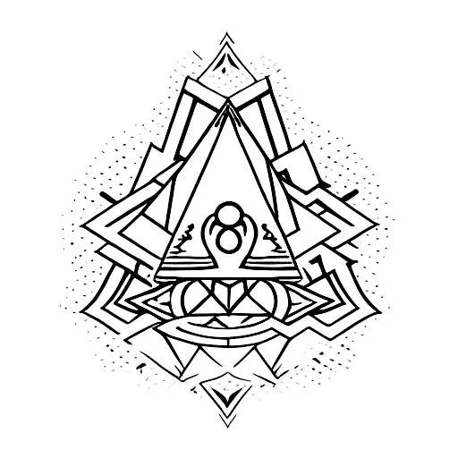Pyramid Within A Hamsa Symbol