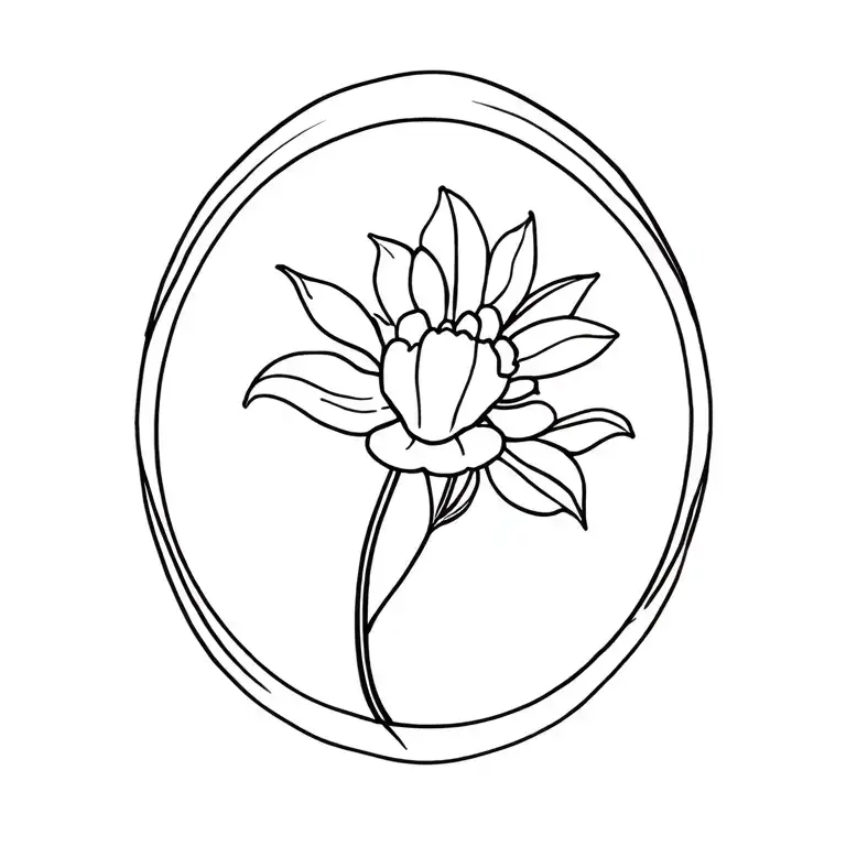 Flower In Oval Frame