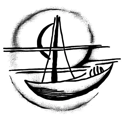 Viking Ship With Sun And Moon