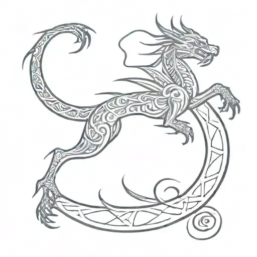 Viking Dragon With Runes Engraved