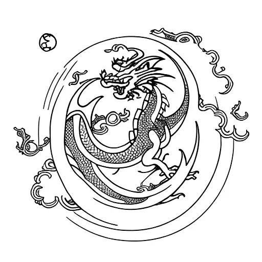 Dragon With Moon