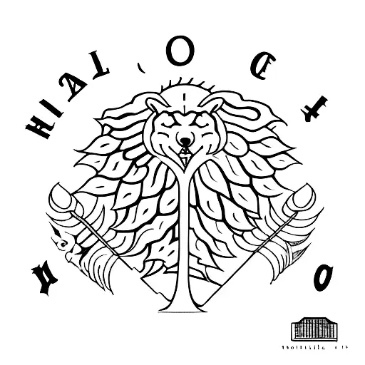 A Minimalist Tattoo Of The Tree Hill High School Logo With A Coffee Cup Beside It