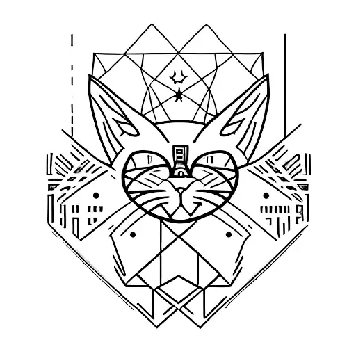 A Minimalist Tattoo Of The Mcfly Band Logo With A Silhouette Of A Cat In The Background