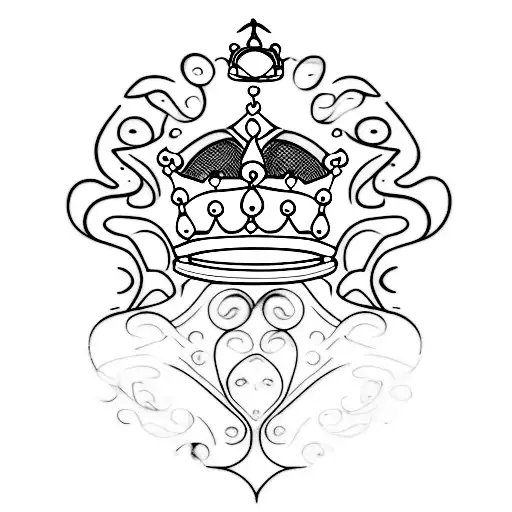 A Minimalist Tattoo Of A Princess Crown With The Word 'Daughter' Underneath