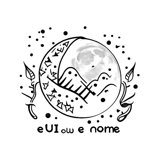 A Minimalist Tattoo Of A Sleeping Moon With The Text 'Eu Amo Dormir'
