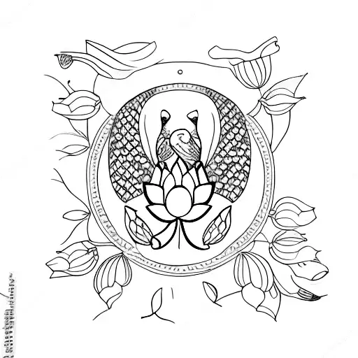 Lotus And Koel Bird