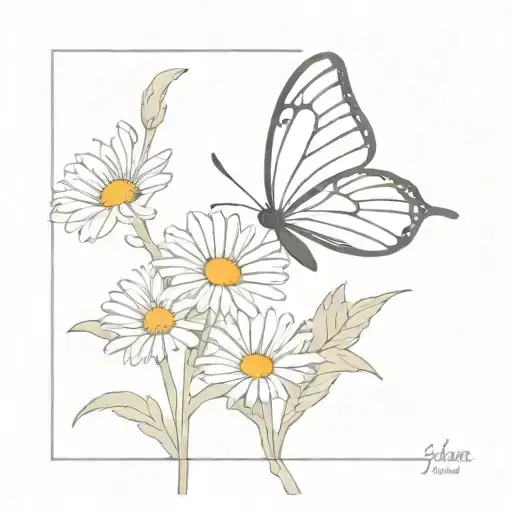 Butterfly Sitting On An Aster With Its Body As A Semicolon