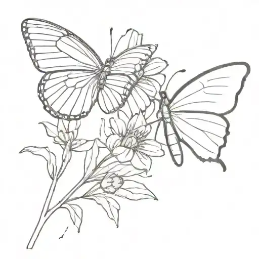 Butterfly Sitting On An Aster With A Semicolon Hidden In The Design