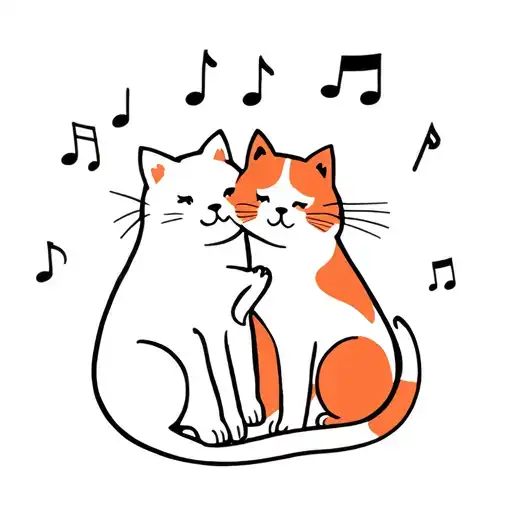 Two Cats Hugging And Something Related To Music And Books