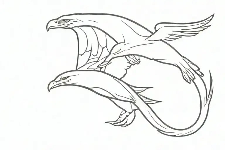 Eagle And Dolphin Protecting Each Other