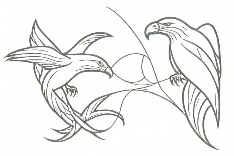 Eagle And Dolphin Protecting Each Other Side