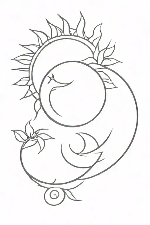 Crescent Moon And Sun