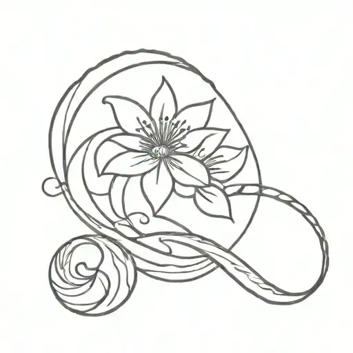 Aquarius Water Wave Tattoo With Flower