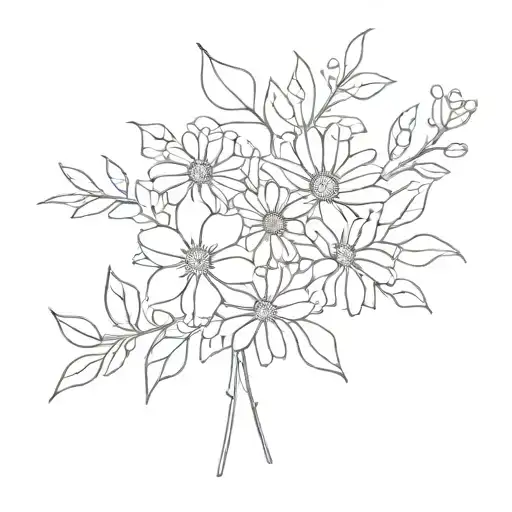 Aster And Holly Bouquet Fine Line