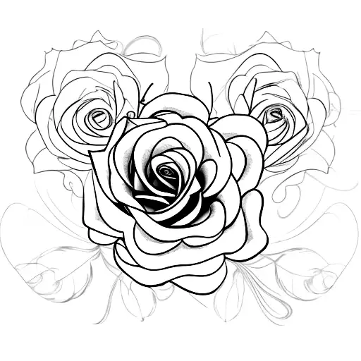 Rose With Three Intertwined Droplets