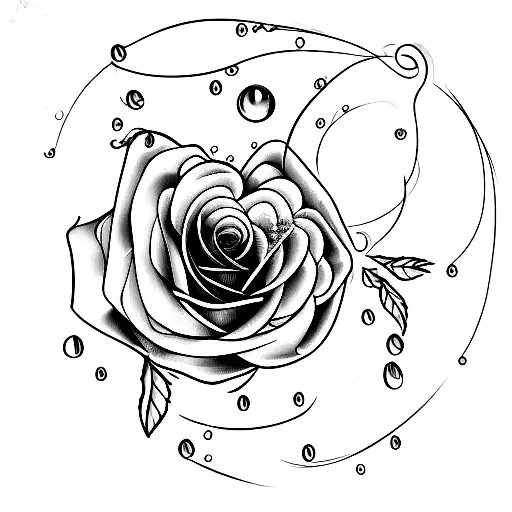 Rose With Three Intertwined Droplets