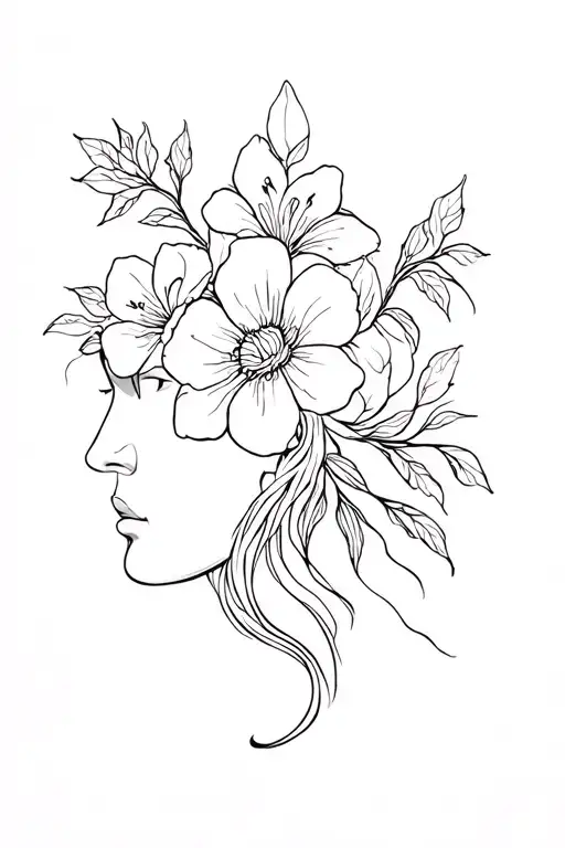 Athena With Flowers Intertwined