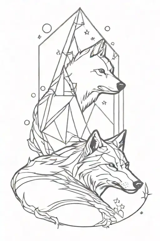 Book With Crystals Galaxy And Wolf