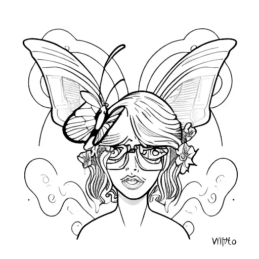 A Comic Book Style Portrait Of A Person With A Butterfly Emerging From Their Mind
