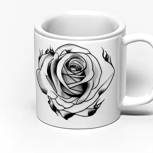 Coffee Mug With Rose Stamp
