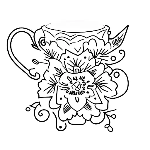 A Coffee Mug Adorned With Intricate Floral Designs