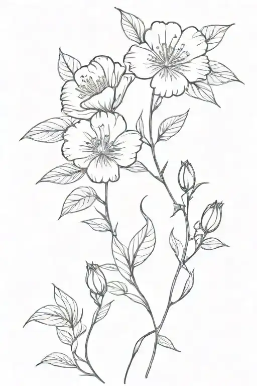 Birth Flower Intertwined With Names On Stems