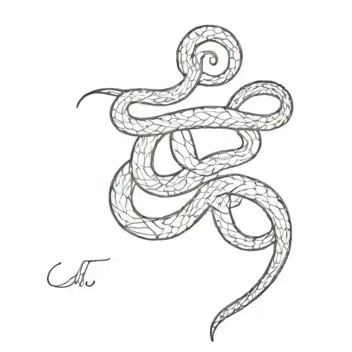 Letters Dlw With A Snake Intertwined