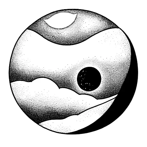 Landscape With Mountains And Surfing Waves With The Moon Phases