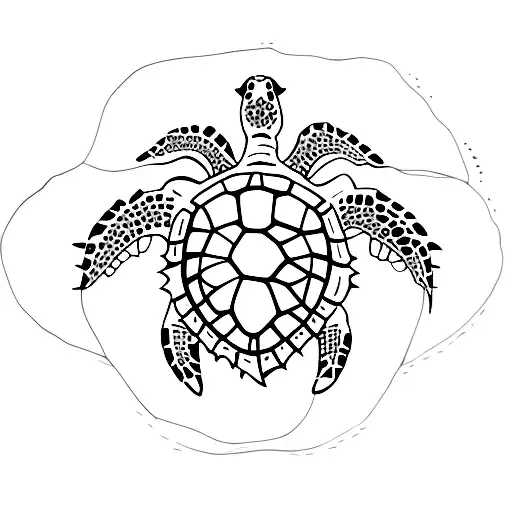 A Minimalist Tattoo Of A Sea Turtle Playing A Video Game