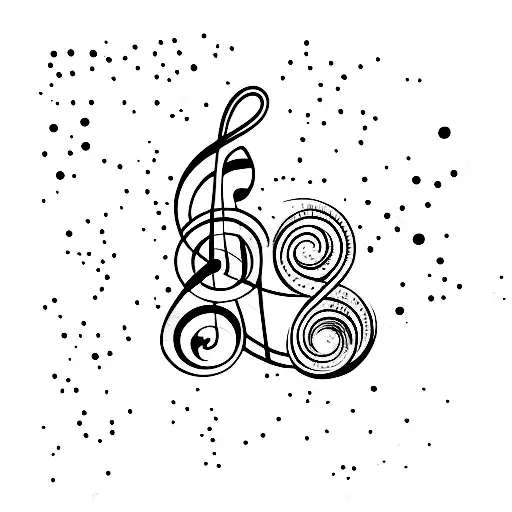 A Minimalist Tattoo Of A Musical Note Combined With A Galaxy