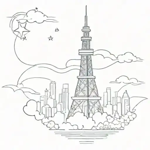 Tokyo Tower With Star On The Top Of The Tower