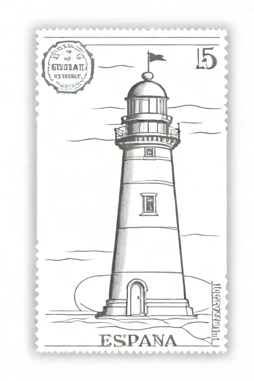Postage Stamp With A Lighthouse And The Word Espana