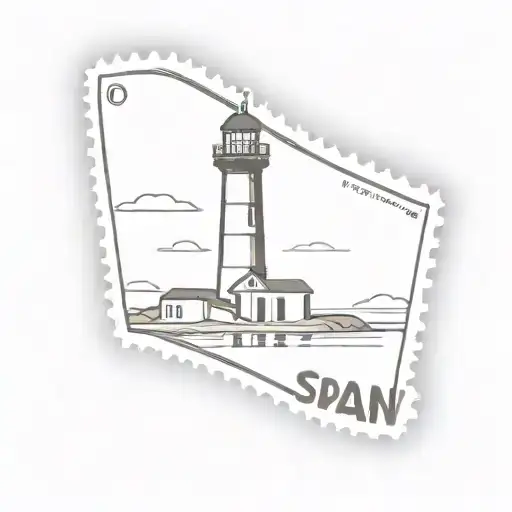 Postage Stamp With A Lighthouse And The Word Spain