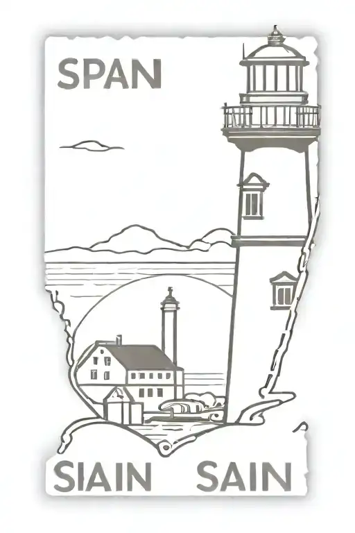 Postage Stamp With A Lighthouse And The Word Spain