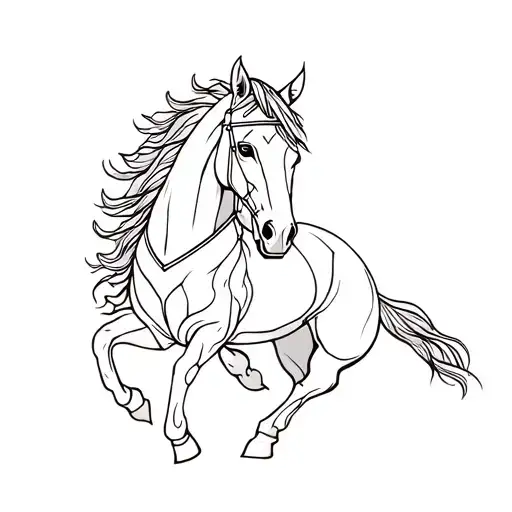 Warrior Roman Horse In Patchwork Style