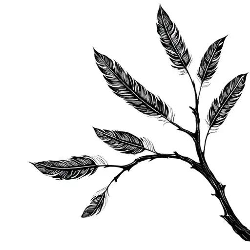 Tree Branch Made Of Feathers