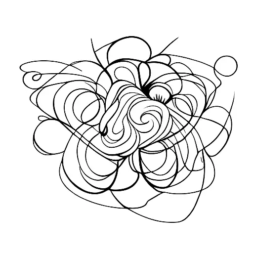 Abstract Wavy Line Ending In A Flower