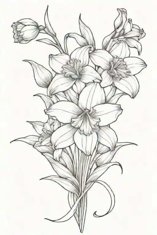 Violet Flowers Lily Flowers And Narcissus Bouquet