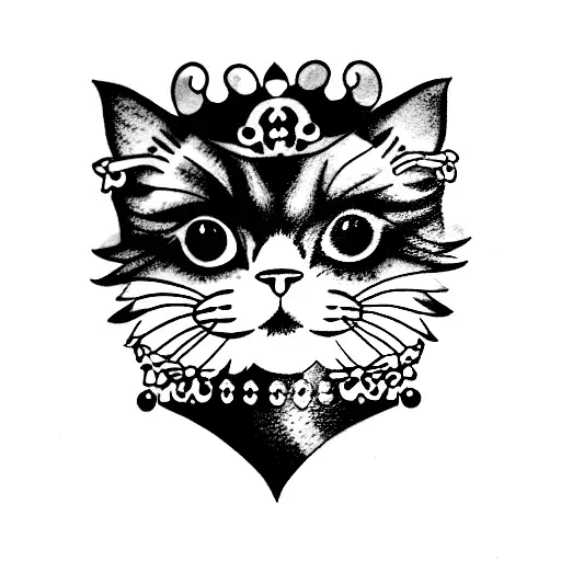Tortoiseshell Persian Cat Tattoo Wearing A Tiara