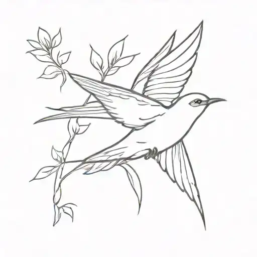 Swallow Bird With Flower