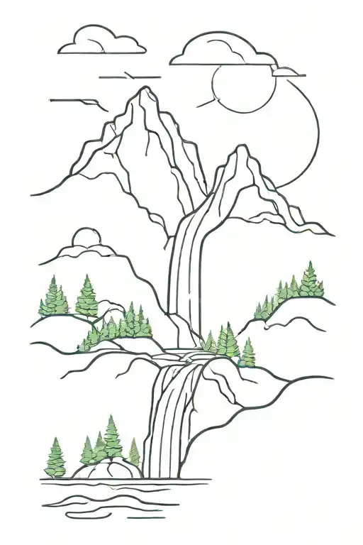 Waterfall Forest Mountain