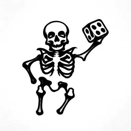 Skeleton Holding D20 Dice