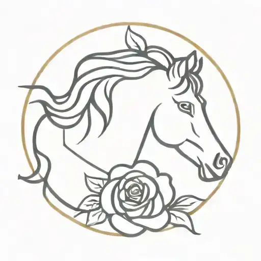 Horse Rose Intertwined